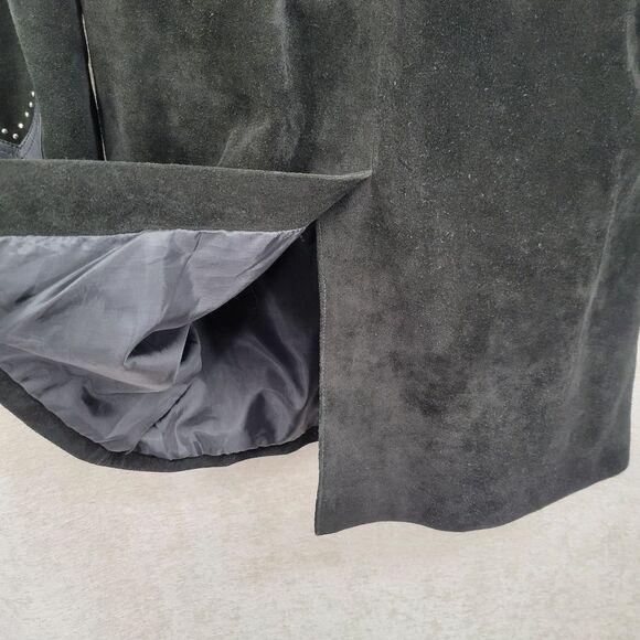 3B West Men's Black Suede and Leather Jacket with Studded Details Western - Picture 10 of 14